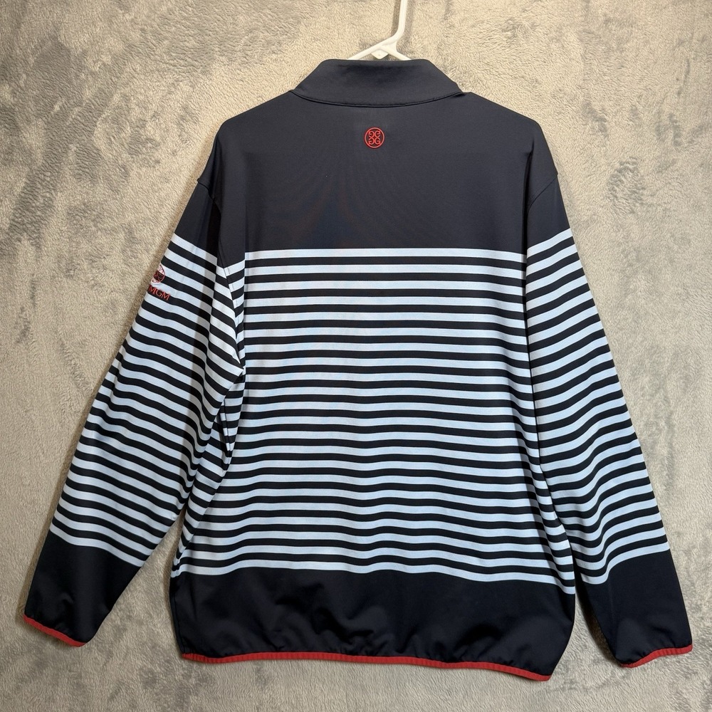 G Fore Mens L Navy 1/4 Zip Pullover Striped Golf Performance‎ Park MGM Las Vegas - Picture 3 of 7